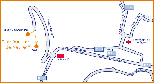 Plan d'accès aux "Sources de Nayrac"