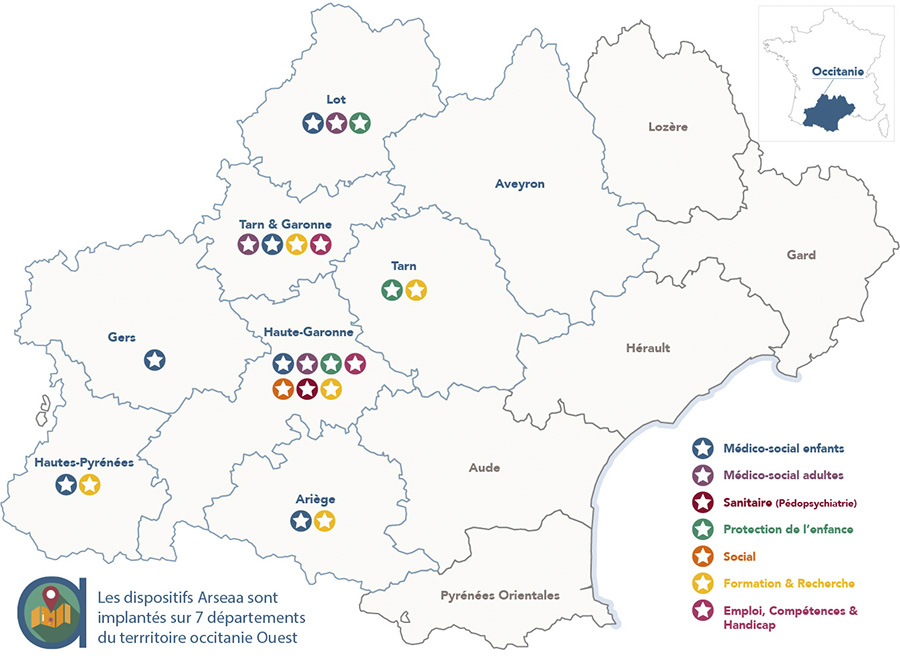 Arseaa : champs d'intervention & implantations